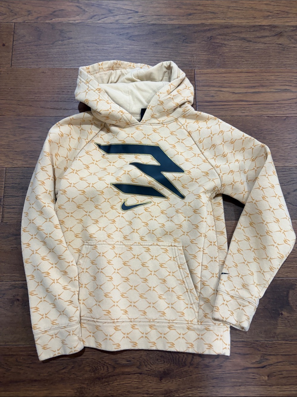 Nike Men’s Cream Hoodie with Green Logo